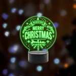 Personalized We Wish you a Merry Christmas Name Remote LED Acrylic Message Display (Black Round Stand)  Front