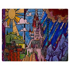 Castle Building Stained Glass Premium Plush Fleece Blanket (medium)