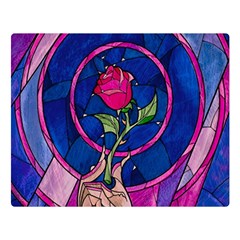 Enchanted Rose Stained Glass Two Sides Premium Plush Fleece Blanket (large)