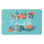 Personalized Floral Name Any Text Name Card Style USB Flash Drive Name Card Style USB Flash Drive Front