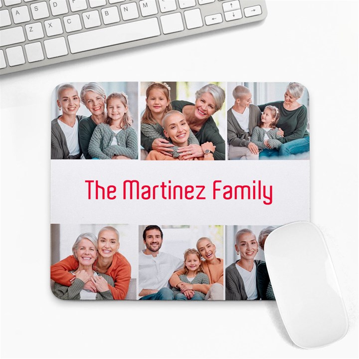 Personalized White Six Photo Collage Design Large Mousepad