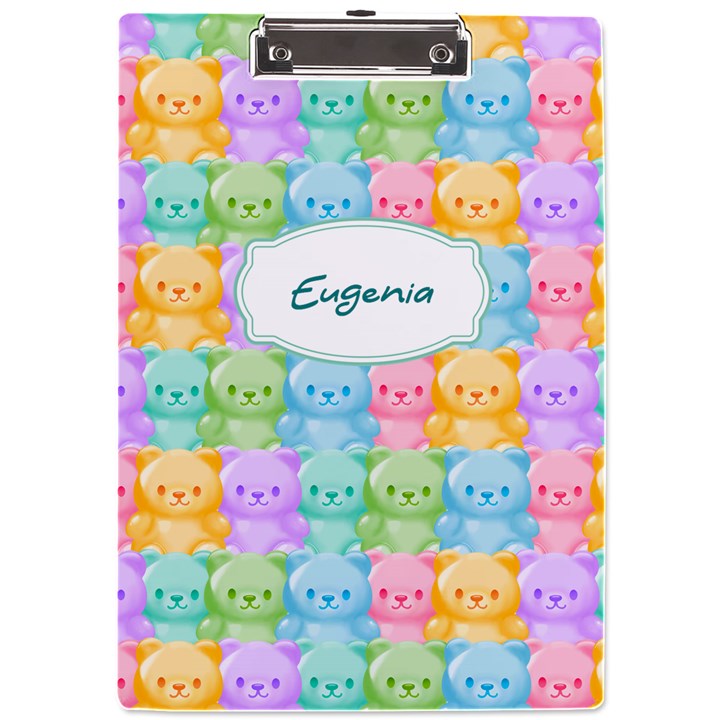 Personalized Candy Bear Name A4 Acrylic Clipboard A4 Acrylic Clipboard