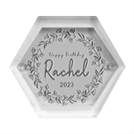 Personalized Happy Birthday Any Text Name Hexagon Wood Jewelry Box Front