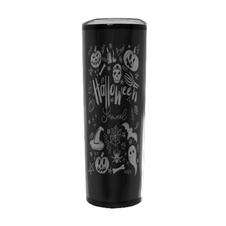 Personalized Halloween Illustration Name Any Text Stainless Steel Travel Tumbler 20oz Stainless Steel Travel Tumbler (Black)