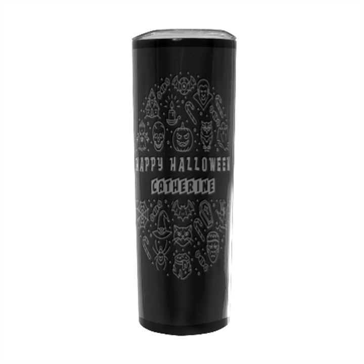 Personalized Halloween Illustration Name Any Text Stainless Steel Travel Tumbler 20oz Stainless Steel Travel Tumbler (Black)