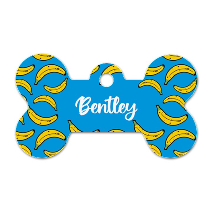 Banana Graphic Pattern Dog Tag Bone (One Side)