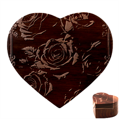 Red Roses Heart Wood Jewelry Box