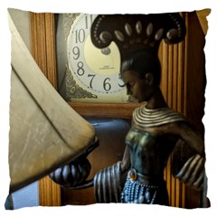 Clock And Lady Large Cushion Case (two Sides)
