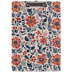 Retro Scandinavian Nordic Flowers Pattern A4 Acrylic Clipboard