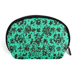 Mid Century Retro Floral 1970s 1960s Pattern 102 Accessory Pouch (large)