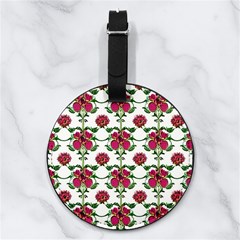 Retro 1880s Flowers Pattern 2 Nappa Leather Luggage Tag Round