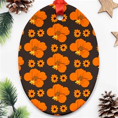 Retro 40s 50s Flowers Pattern Halloween 2 Ornament (oval)