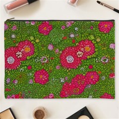 Mid Century Retro Floral 1970s 1960s Pattern 88 Cosmetic Bag (xxxl)