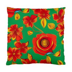 Mid Century Retro Floral 1970s 1960s Pattern 89 Standard Cushion Case (one Side)