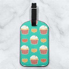 Retro 40s 50s Cupcake Pattern 3 Nappa Leather Luggage Tag Rectangle