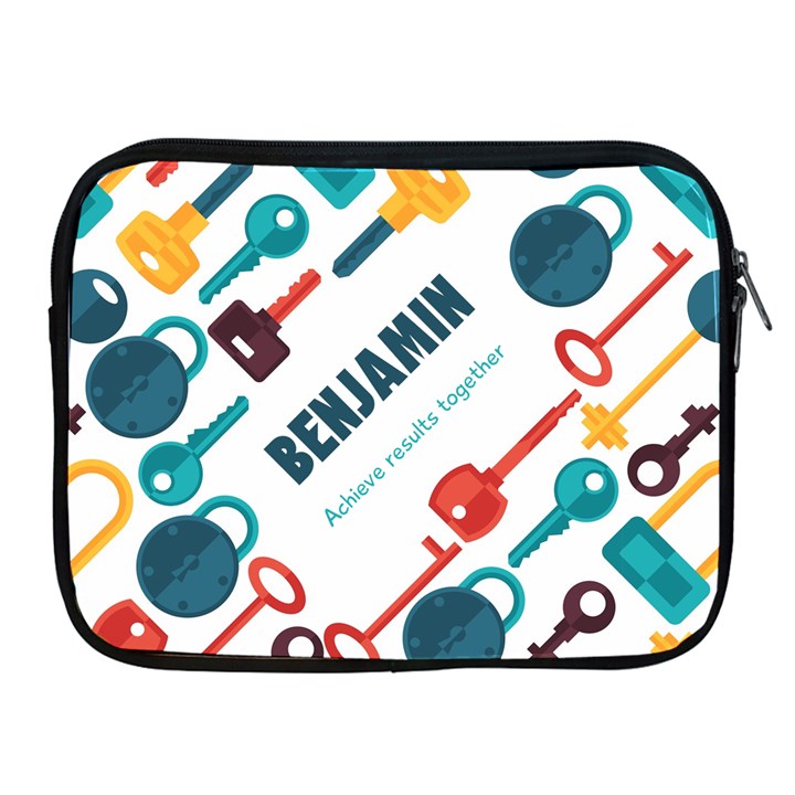Key Pattern Personalised Name Apple iPad Zipper Case
