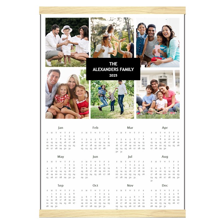 Personalized Family Calendar Canvas Yearly Calendar 16  x 22 