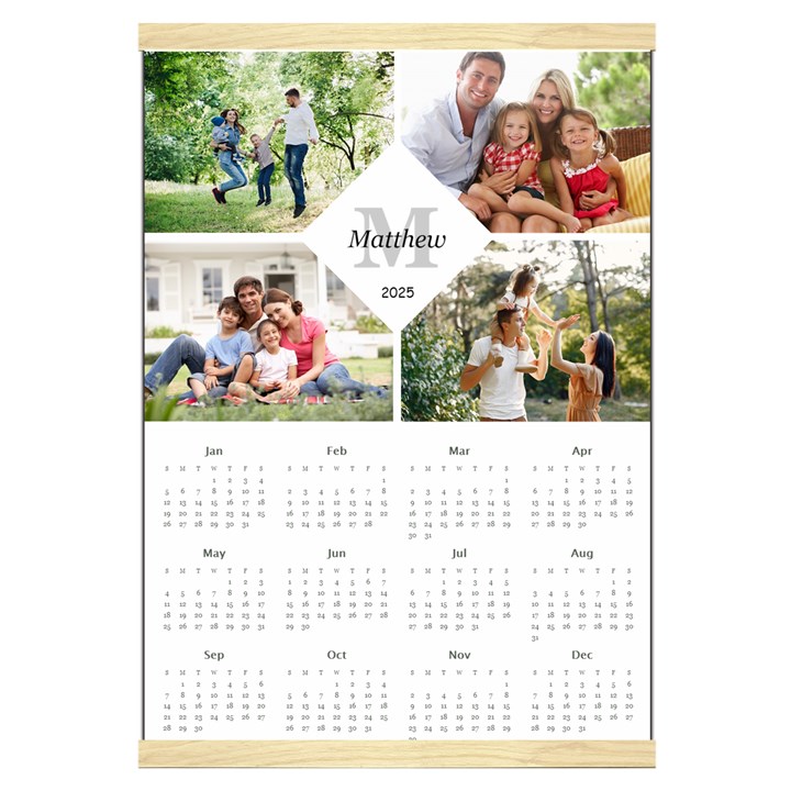 Personalized Family Calendar Canvas Yearly Calendar 16  x 22 