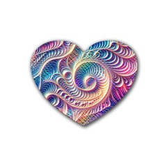 Abstract Fractal Art Swirl Pattern Rubber Coaster (heart)