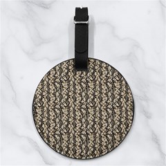 Beige Snake Pattern Nappa Leather Luggage Tag Round