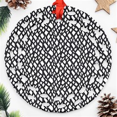 Black White Snake Pattern Round Filigree Ornament (two Sides)