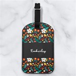 Floral Any Text Name Nappa Leather Luggage Tag Rectangle Front