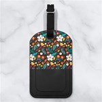 Floral Any Text Name Nappa Leather Luggage Tag Rectangle Back