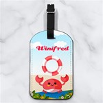 Beach Crabs with Swim Ring Any Text Name Nappa Leather Luggage Tag Rectangle Front