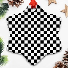 Pattern Checkered Squares Black White Pattern Ornament (snowflake)