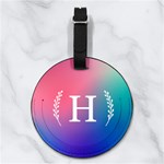 Custom Initial Nappa Leather Luggage Tag Round Back