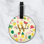 Beach Toy Any Text Name Nappa Leather Luggage Tag Round Front