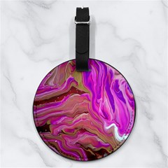 Magenta Waves Nappa Leather Luggage Tag Round