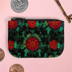 Mid Century Retro Floral 1970s 1960s Pattern 72 Mini Coin Purse