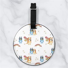 Bluey, Bluey Merch, Bluey Pattern, Bluey Bluey, Bingo, Bluey Design, Bluey Dog Nappa Leather Luggage Tag Round