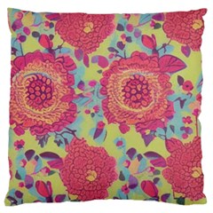 Mid Century Retro Floral 1970s 1960s Pattern 82 Large Cushion Case (one Side)