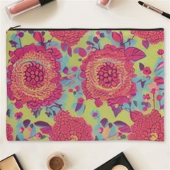 Mid Century Retro Floral 1970s 1960s Pattern 82 Cosmetic Bag (xxxl)