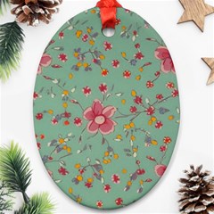 Mid Century Retro Floral 1970s 1960s Pattern 79 Ornament (oval)