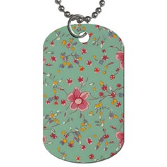 Mid Century Retro Floral 1970s 1960s Pattern 79 Dog Tag (one Side)