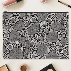 Mid Century Retro Floral 1970s 1960s Pattern 85 Cosmetic Bag (xxxl)