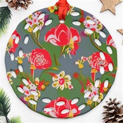 Mid Century Retro Floral 1970s 1960s Pattern 83 Round Filigree Ornament (two Sides)