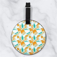 Design Pattern Seamless Tropical Nappa Leather Luggage Tag Round