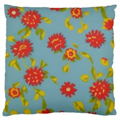 Mid Century Retro Floral 1970s 1960s Pattern 78 Large Cushion Case (one Side)