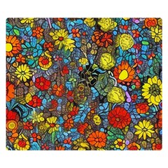 Mid Century Retro Floral 1970s 1960s Pattern 56 50  X 40  Two Sides Premium Plush Fleece Blanket (kids Size)