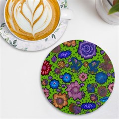 Mid Century Retro Floral 1970s 1960s Pattern 59 Uv Print Round Tile Coaster