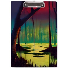 Nature Swamp Water Sunset Spooky Night Reflections Bayou Lake A4 Acrylic Clipboard