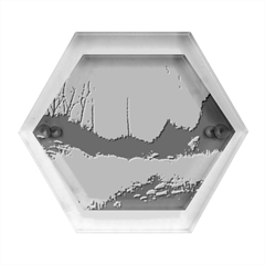 Wildflowers Field Outdoors Clouds Trees Cover Art Storm Mysterious Dream Landscape Hexagon Wood Jewelry Box